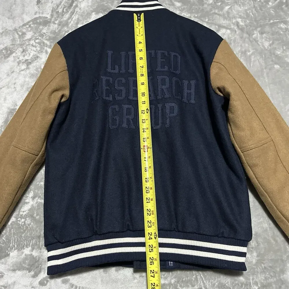 LRG Lifted Research Group Varsity‎ Bomber Jacket Mens Size S Blue Quilted Retro